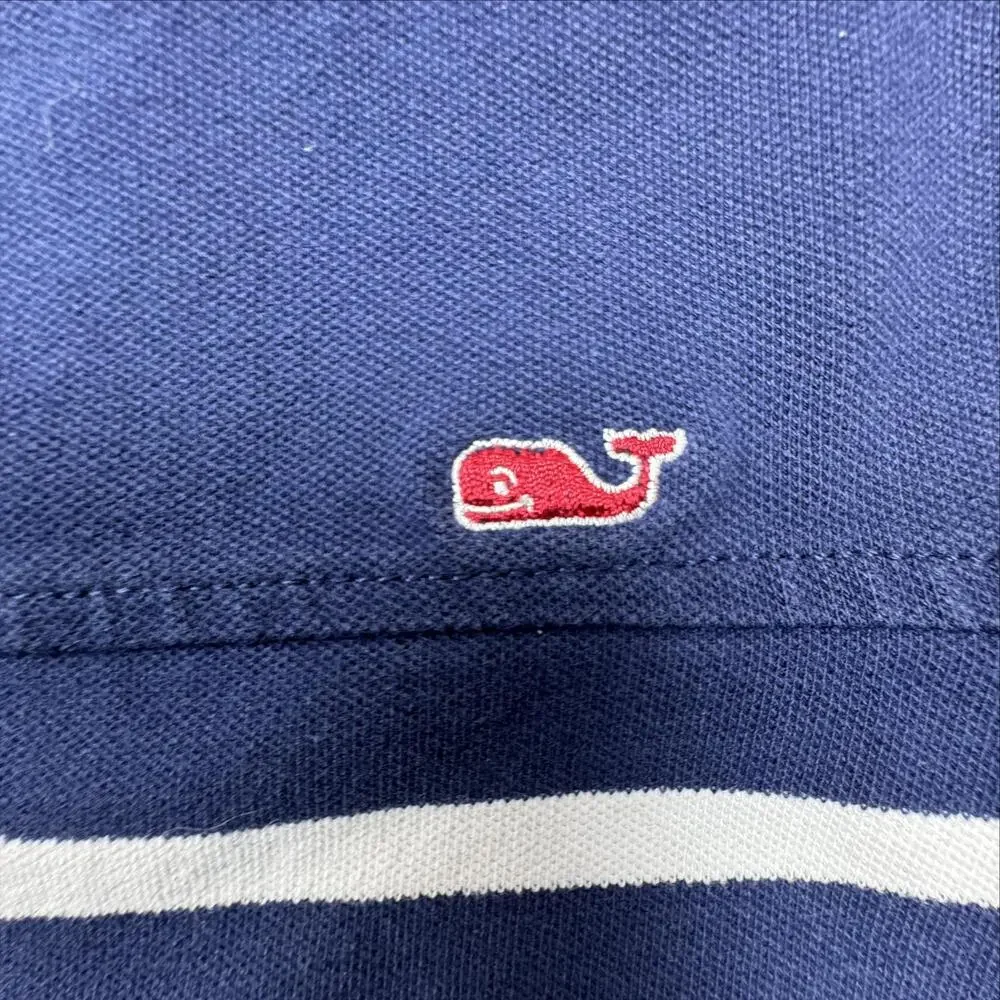 Vineyard Vines Dress Girls 6/6X Blue Striped Sleeveless Shift Pockets Whale Logo